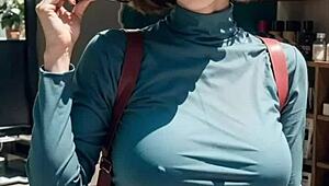 3D animert hentai asiatisk modell onanerer fitta på salong med ASMR