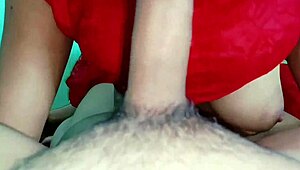 Newly married couple enjoys cute teen sucking session