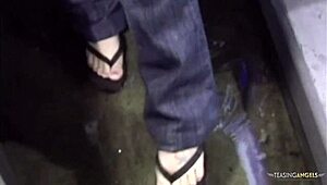 Instead of filling her car, brunette gets seduced and banged at home