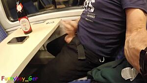 Interruption during solo masturbation on a moving train