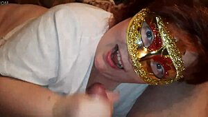 A curvy russian bbw gives a sensual blowjob and eats cum