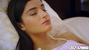 vixen student sneaks steamy sex with a couple while on vacation abroad