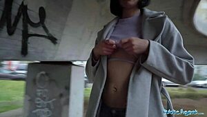 Yo, this cute Russian rides cowgirl on a huge cock in public! 😍