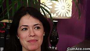 Peculiar Centerfold Swallows Every Drop of Jizz Load on Face