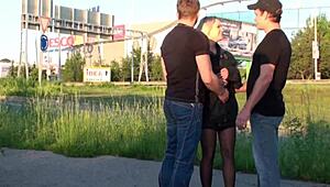 shocking public gangbang banging pussy on busy street