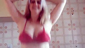hot milf blonde dances and masturbates her natural tits and pussy
