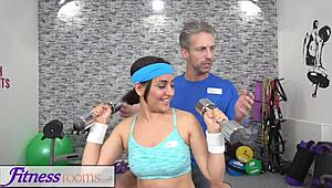 fitness rooms: petite british afghan babe gets roughly banged in gym