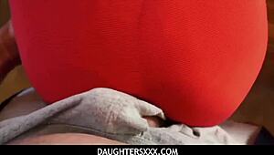 blonde teen stepdaughter tricks stepdad into banging her on kitchen counter pov