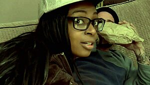 Black rapper girl from london bends over for white monster cocks and huge cumshot