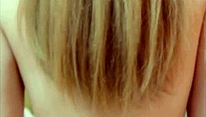 the guy gently treats the young russian blonde's body