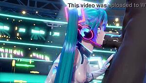 miku deepthroats big black cock on stage