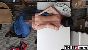 omg, this cute thief got caught and took a huge rod!