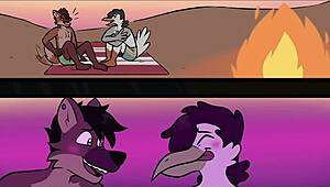 Gay wolf masturbating on the beach