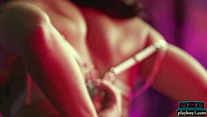 Adriana Chechik performs a solo jeans striptease