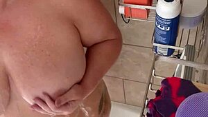 bbw danie enjoys shower time with big tits and ass