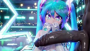 miku deepthroats big black cock on stage