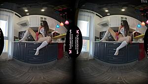 angel kriss masturbates solo in kitchen vr