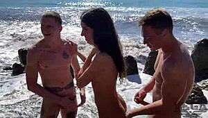 four rangers bang a beach girl with their cocks