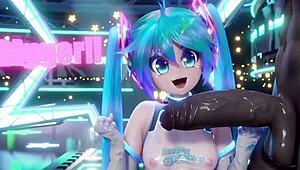 miku deepthroats big black cock on stage