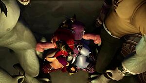 A group of furries and a magical elf engaging in hardcore sex