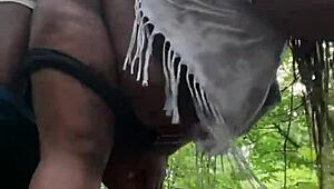 That fat wet pussy made the dick cum all over the forest