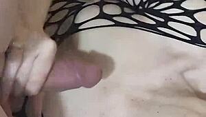Milf Rides Monster Cock in Fishnets! Cumshot!