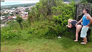 Man, I caught this horny blonde couple banging hard in public park!