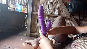 the stepsister skips church to masturbate with a dildo for maximum pleasure.