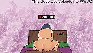Cartoon sex animation of big butt taking on a dick