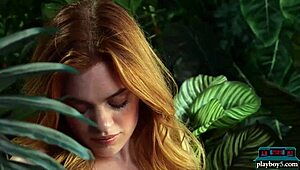 Yo, check hairy pussy redhead Celeste Rasmussen stripping nude for Playboy!