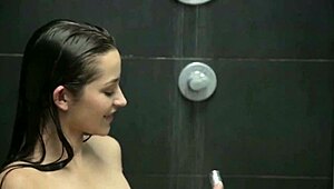 Brunette Stunner Fingers Her Wet Cunt in Steamy Shower Scene