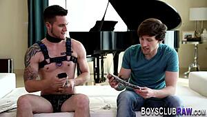 Rough Gay Amateur BDSM Session with Bareback Fucking and Rimjob Action