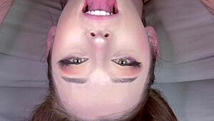 Beautiful European Upside Down Pigtail Handlebar Facefuck Balls Deep Throatpie Wow!