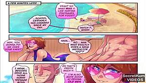 oh wow, the old man is eating my best friend's pussy by the pool! then he gives her an anal creampie.