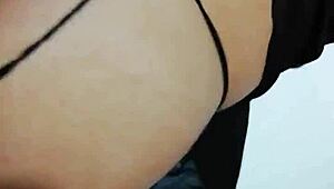 Latina in black lingerie bends over for doggystyle sex and begs for more