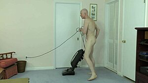 Gay nudist cleans house while flashing on the beach