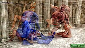 i can't get over this monstrous 3d hentai foursome with wild banging action.