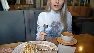 dude, remote vibrator on Letty Black in crowded cafe!