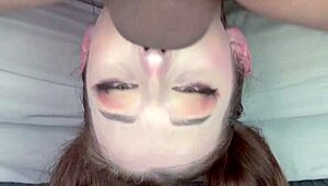 Beautiful European Upside Down Pigtail Handlebar Facefuck Balls Deep Throatpie Wow!