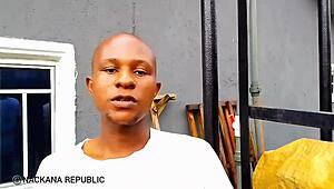 Creating a homemade pussy with a cucumber for fucking.