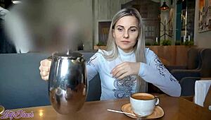 dude, remote vibrator on Letty Black in crowded cafe!