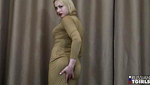Russian tgirl Alice teases solo in sexy stockings.