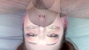 Beautiful European Upside Down Pigtail Handlebar Facefuck Balls Deep Throatpie Wow!