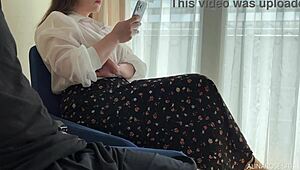 Flashed my cock to a gorgeous girl in pantyhose at the waiting room