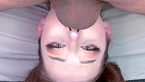 Beautiful European Upside Down Pigtail Handlebar Facefuck Balls Deep Throatpie Wow!