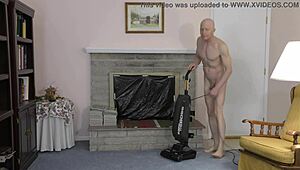 Gay nudist cleans house while flashing on the beach