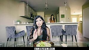 Petite Teen Sucking Stepdad’s Huge Shaft Under Table at FamilyCum