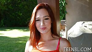 Busty hottie hungry for dude's cock in rough oral