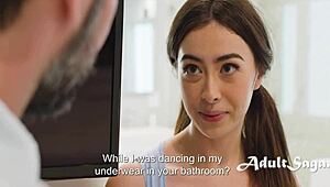 Slumber party cutie, did you catch bestie's stepdad fapping? OMG!