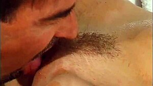 Watch Ashley Shye's passionate encounter with a blonde-haired man in the kitchen